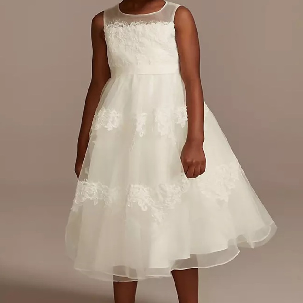 David's Bridal Ivory Lace Kids Dress